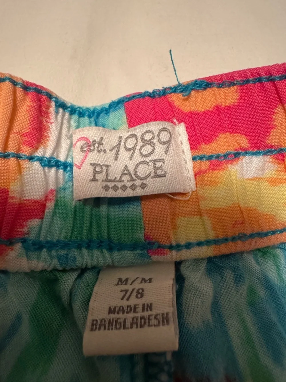 The Children's Place Girls Rainbow Floral Joggers Pants Sz 7/8 Colorful Elastic